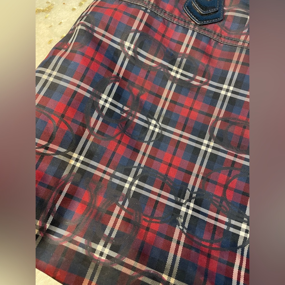Coach Poppy Tartan Red Signature Sateen Plaid Purse - Picture 7 of 16
